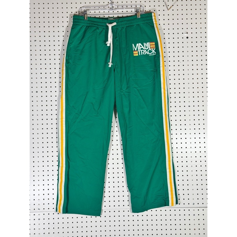Vintage Hollister Athletics Maui Track Pants Mens Large Green Y2K Striped Retro